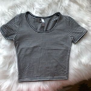 Black and white strip crop top